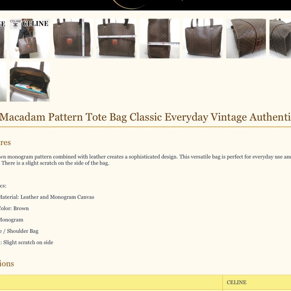 Celine Dark Brown Patterned Tote - Picture 11 of 11